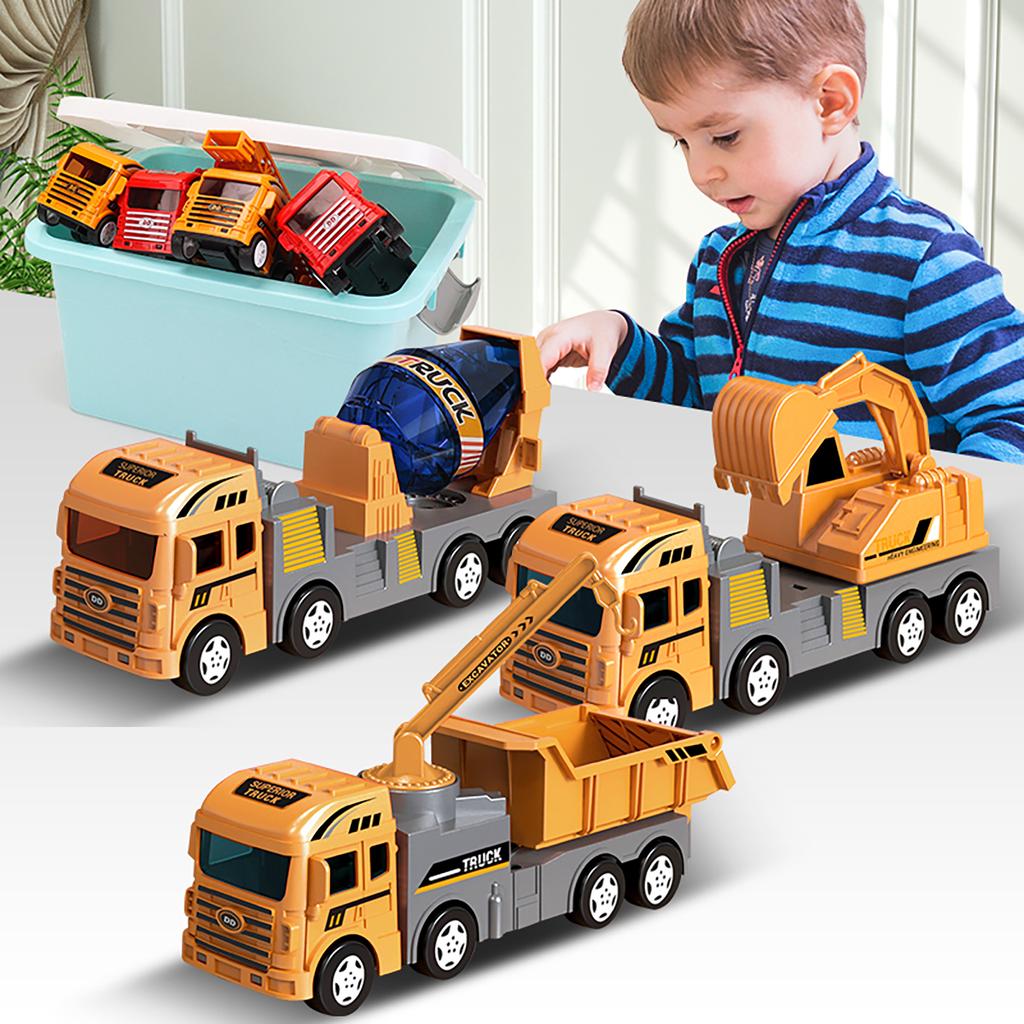 Children's large construction vehicle toy boy gift fire truck excavator bulldozer hook machine mixer crane car