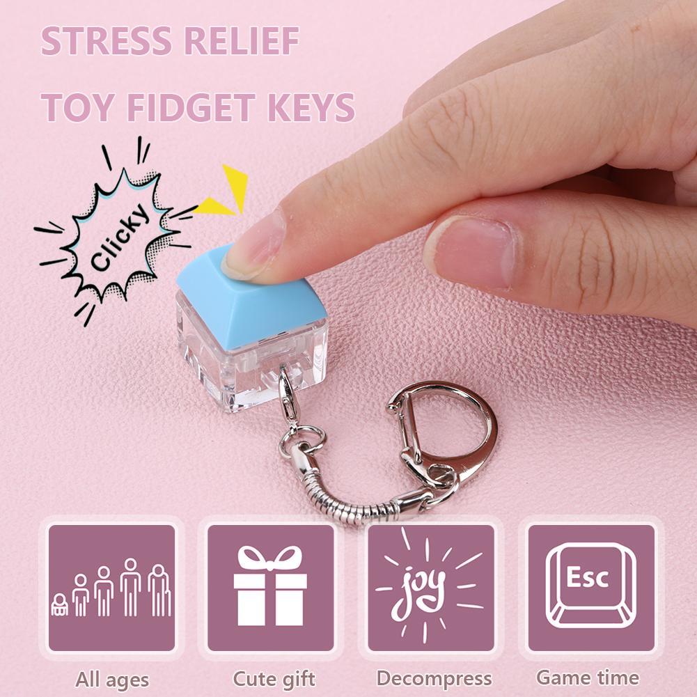 Mechanical Keyboard Keychain 1 Key Button Stress Relief Gifts DIY Keyboard Clicker for Adult To Relief Stress Pass The Time