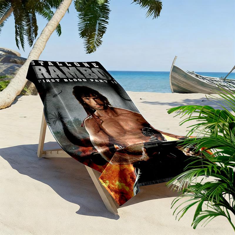 Rambo First Blood Print Beach Towel, Large Soft Quick Dry Towel for Beach Camping Swimming