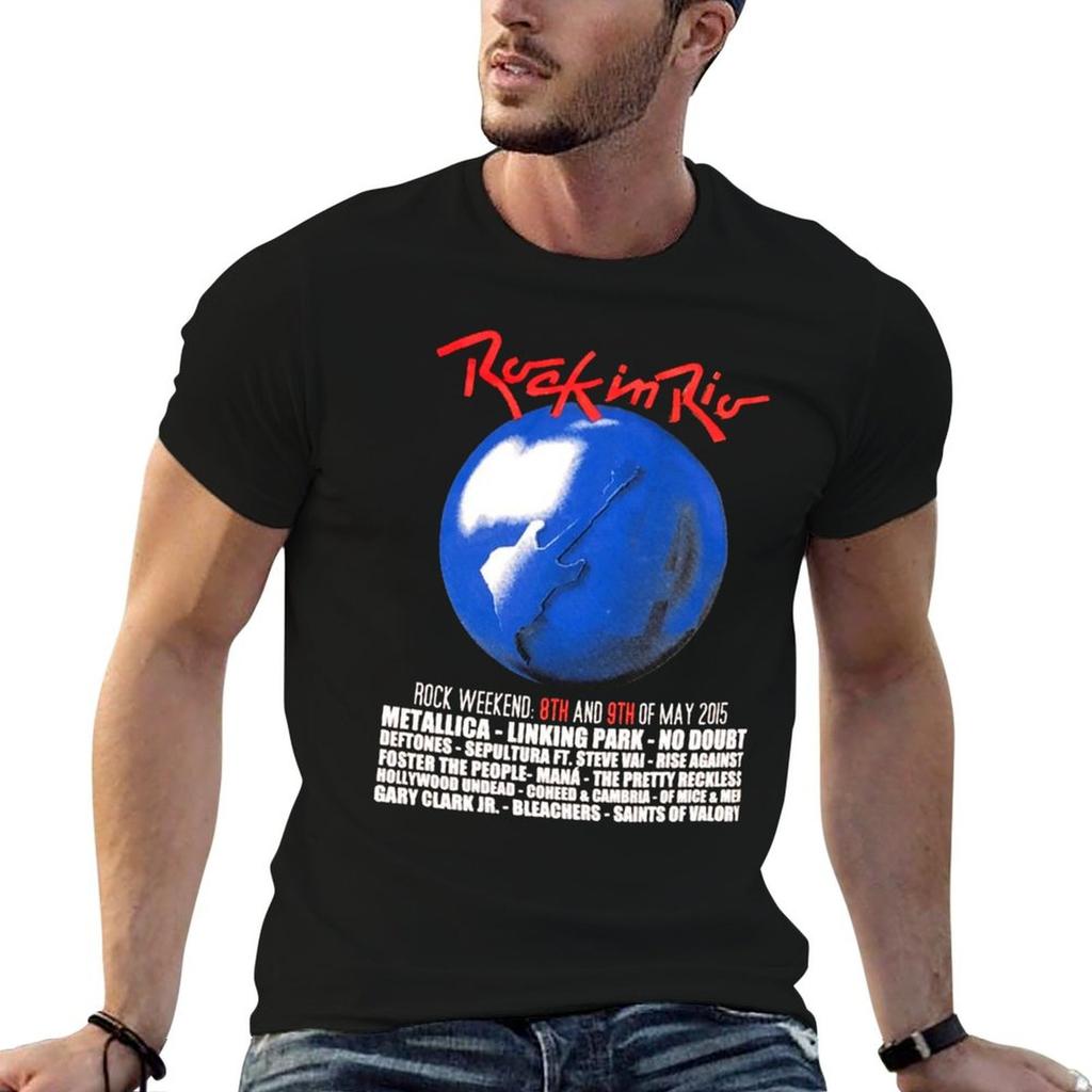 Rock in rio retro T-Shirt man t shirt summer anime tshirt t shirt for man 100 percent cotton T-