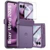 Чехол Motorola Razr 60 Ultra / Razr 70 Ultra Защитная крышка с защитой шарнира и закаленным стеклом - Фиолетовый