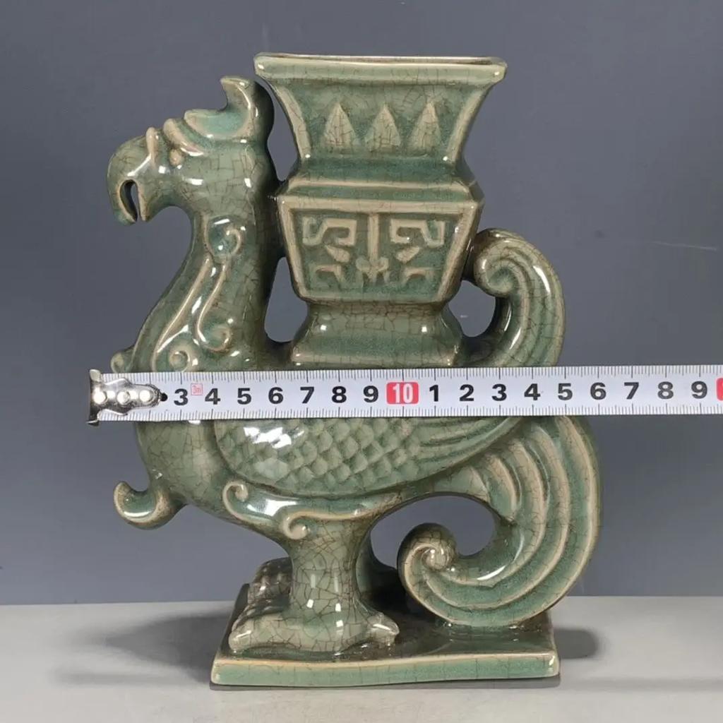 Китайский антикварный фарфор печи Сун Жу, керамическая ваза с головой феникса, украшения, предметы домашнего обихода, аксессуары для комнаты, украшение рабочего стола для офиса