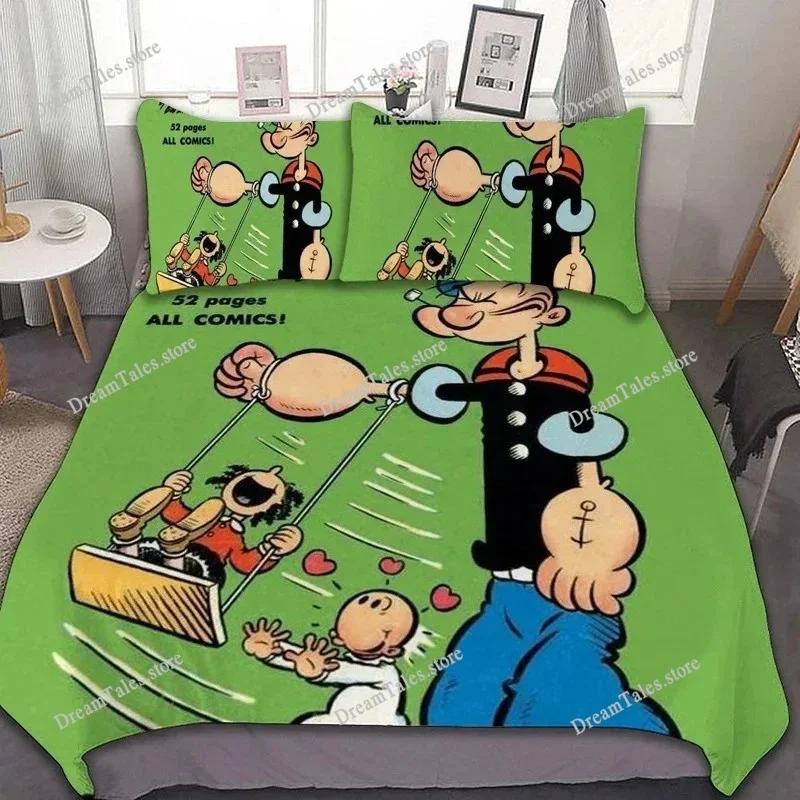 Exquisite 3D The Sailor Wallpaper Cartoon P-Popeyes Digital Printing Bedding Set Duvet Cover Comforter Bed Boys Girls Gift