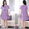 Summer Nightdress Female Cute Sweet Print Short-sleeved Girl Loose Comfortable Soft Mid-length Plus Size Nightdress Ladies Home