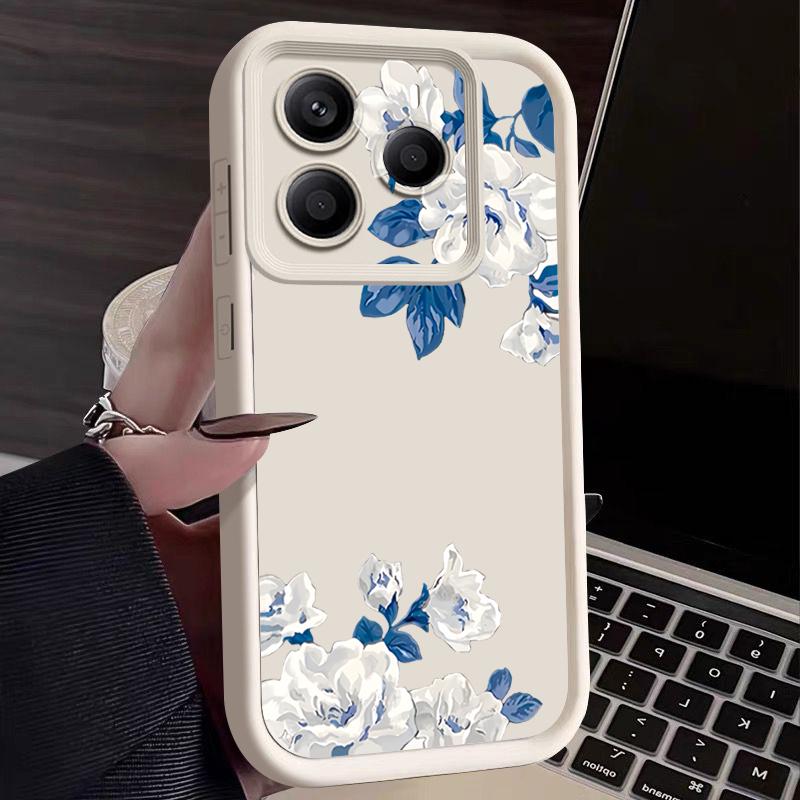 White Gardenia Floral Pattern Case For Xiaomi 14T 13T 11T Pro Funda Redmi Note 14 13 Pro 5G 4G 12 11 Shockproof Bumper Silicone Cover