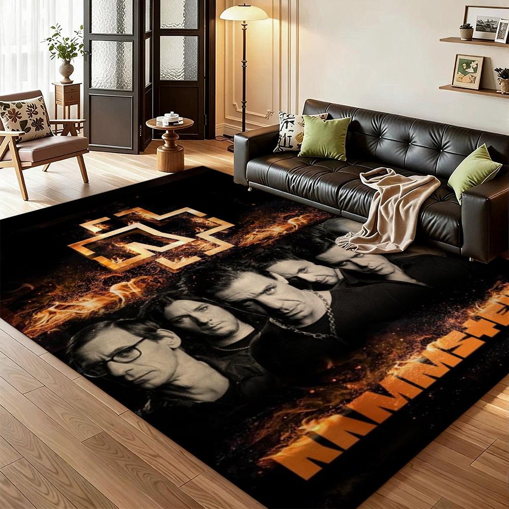 Rammstein Fiery Industrial Metal Band Theme Rug Soundproof Shockabsorbing Carpet For Bathroom Kitchen Home Party Decor Valentine'S Day Gift