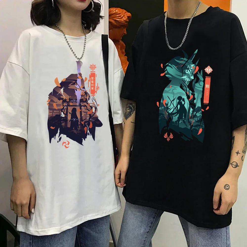 Genshin Impact T Shirt Hu Tao Xiao Kaedehara Kazuha Printing T-shirt Unisex Harajuku Vintage T Shirts Tops Men Short Sleeve