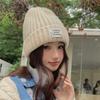 Letter Cloth Label Knitted Hat for Women Autumn and Winter Korean Style Fashion Student Wool Hat Cold Hat Male Couple