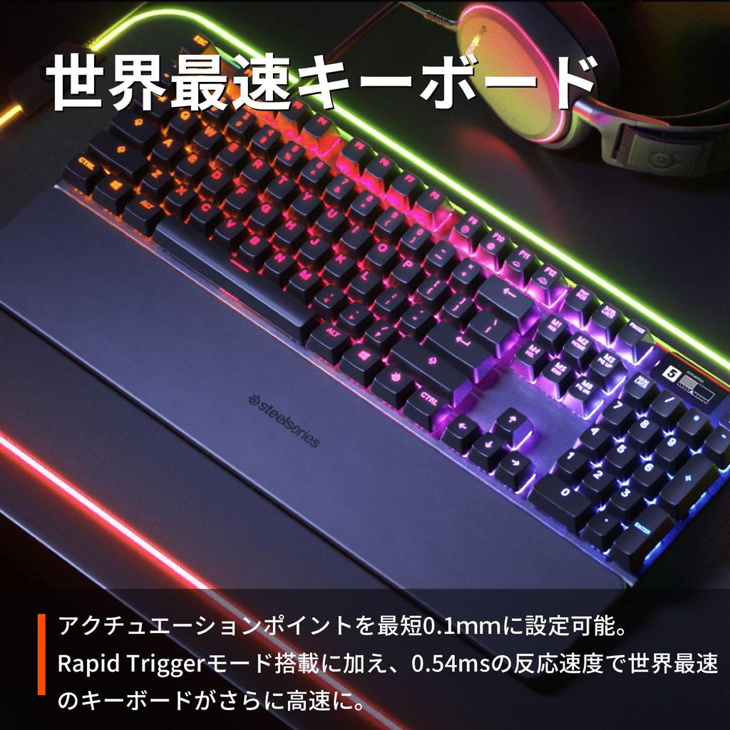 SteelSeries Gaming Keyboard Wired English Layout Magnetic Hall Effect Sensor OmniPoint Switch OLED Display Apex Pro US 64626 Black Full Size