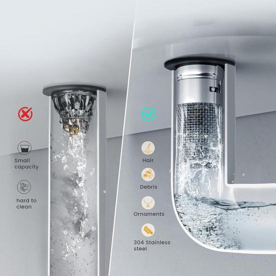 3/6Pcs Pop-up Sink Drain Filter Bathroom Sink Stopper Stainless Steel Filter Basket