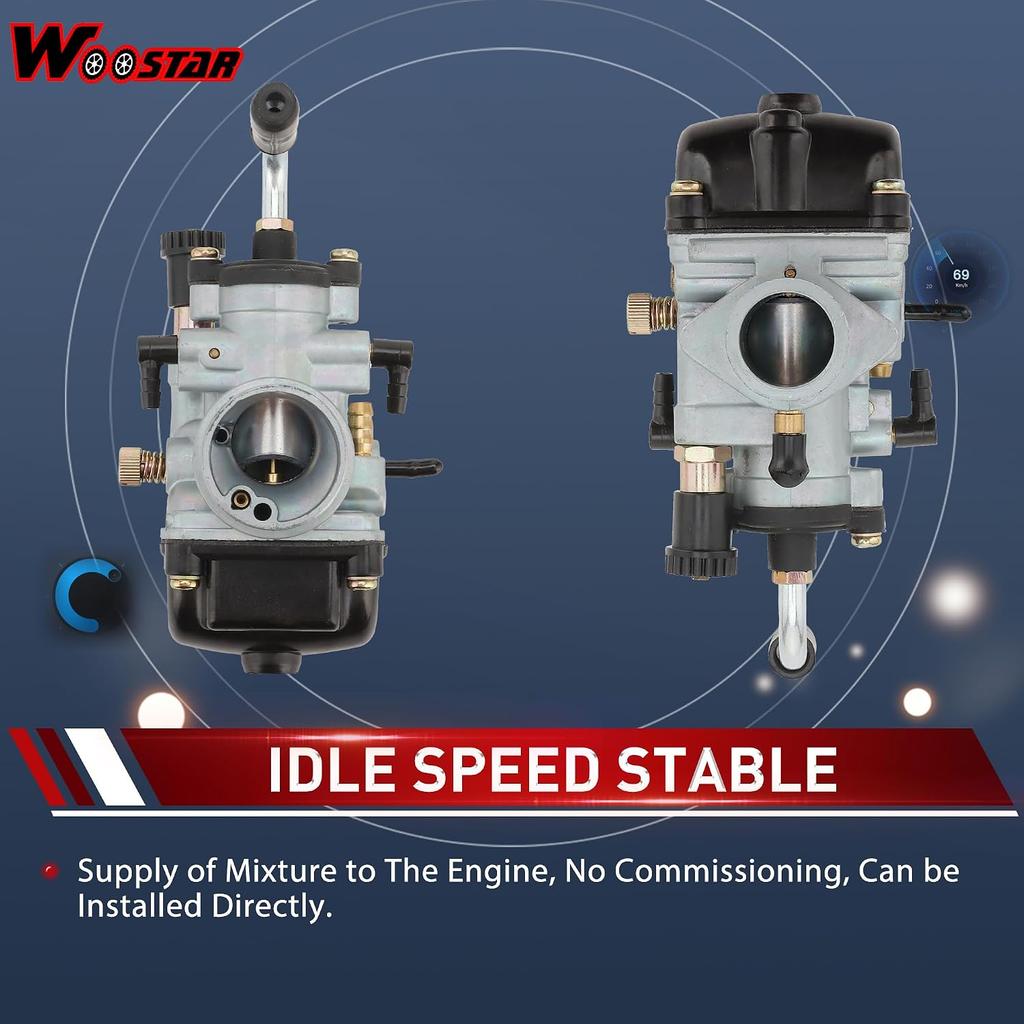 WOOSTAR PHBG 19mm BS Racing Carburetor with Fuel Line with Seals Replacement for 2 Stroke 50cc 70cc 80cc 90cc 100cc Motor Motorcycle