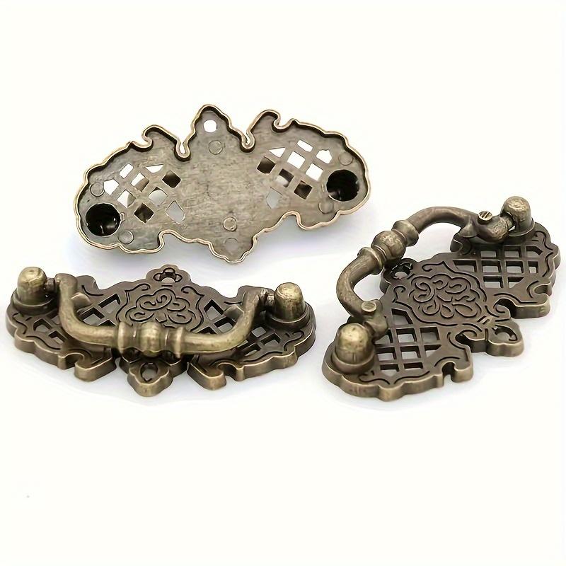 6pcs Vintage European Gift Box Furniture Flower Handle Knobs, Zinc Alloy Hollow Handles, Organizer and Box Handles with Mounting Screws, 6.6*3.7cm