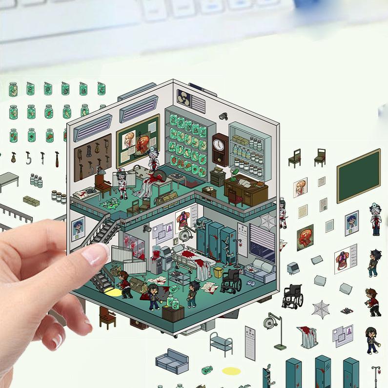 Коллекция 3D наклеек с пейзажами: Дизайн DIY-домика, Прозрачные ПЭТ-наклейки для снятия стресса