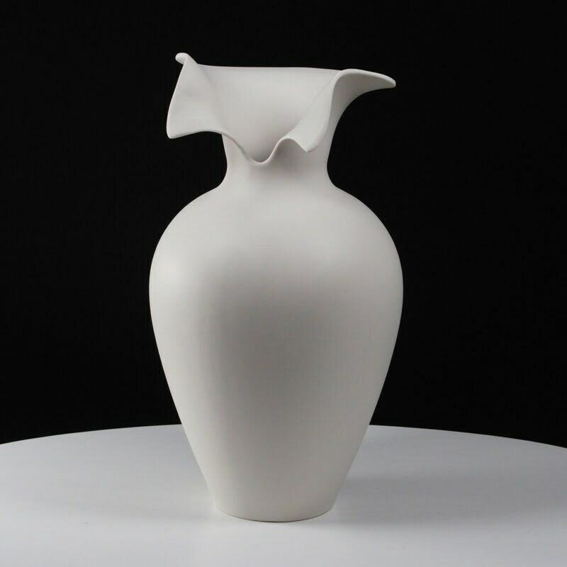 Paris White Decorative Ceramic Vase with Decorative Collar - 42cm