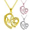 Rhinestone Mom Letter Love Heart Pendant Necklace Jewelry Birthday Gift
