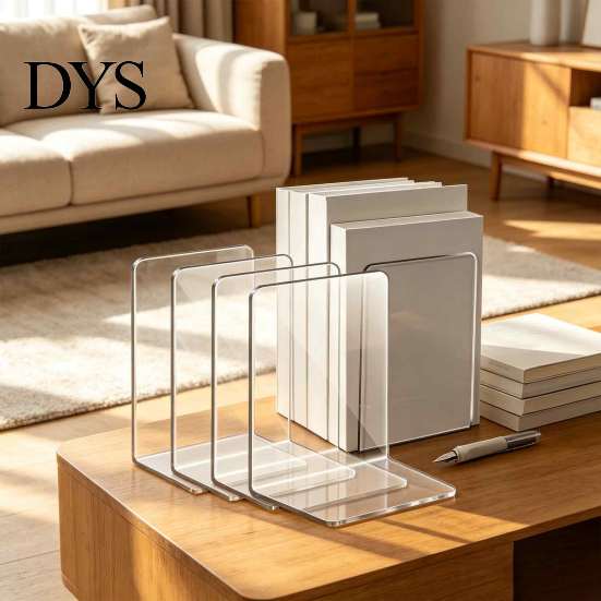 Decorative Book Organizer for Desk 1 Pc Clear Bookend Heavy Book, Acrylic Shelf Organizer, Vertical Workstations L Shaped Stopper Bedroom Library