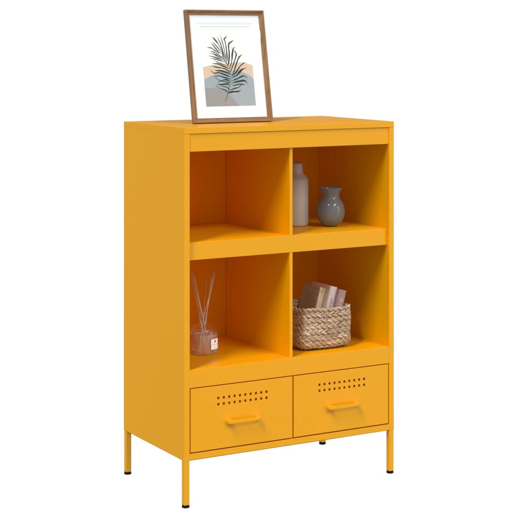 Highboard Mustard Yellow 68 x 39 x 101.5 cm Steel