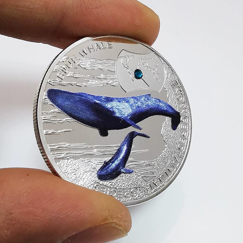 Австралия, Памятная монета «Берегите дикую природу», Памятная медаль «Глубоководный синий кит», Посеребренная монета