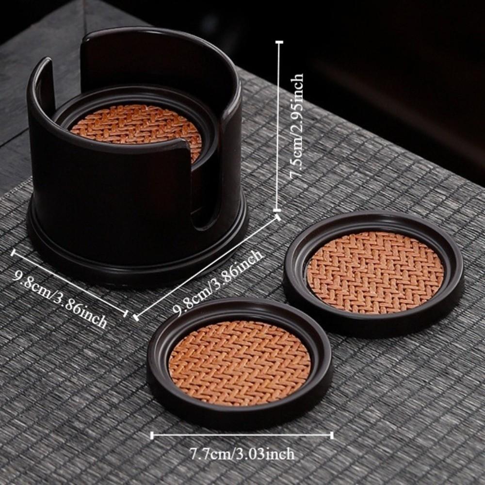 6pcs Chinese Style Rattan Tea Coaster Set Anti-scalding Tea Cup Holder  Tea Ceremony