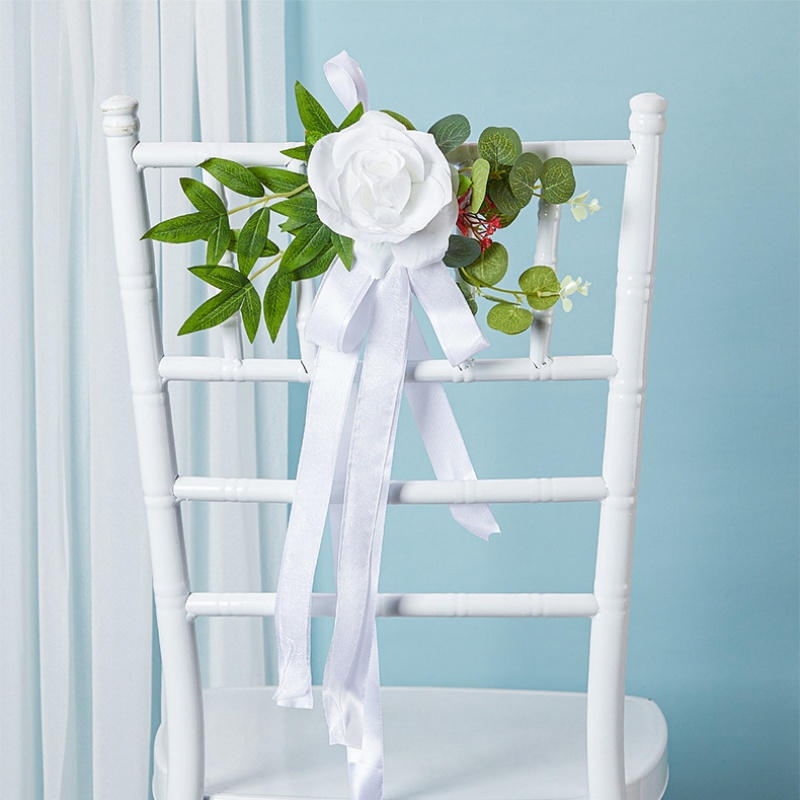Outdoor Wedding Decoration Rose Chair Back Flower Wedding Car Mirror Flower Wedding Corridor Hotel Chair Back Flower