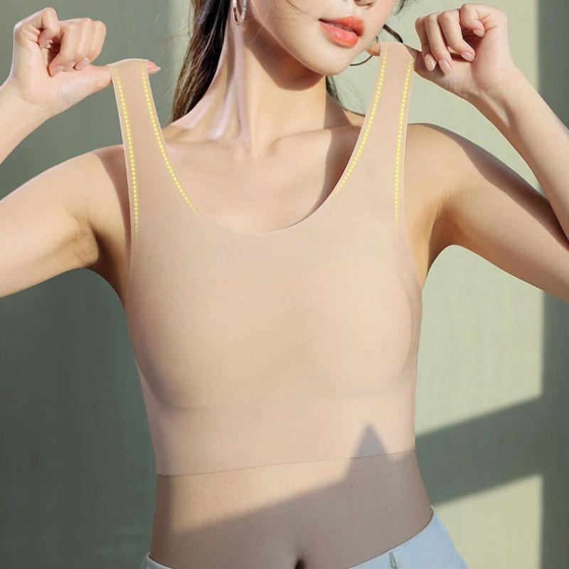 Бесшовный невидимый бюстгальтер-майка, без косточек, тонкий, дышащий, больших размеров, женское нижнее белье