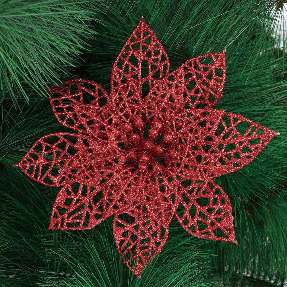 Hot Wedding Party Glitter Hollow Xmas Tree Decorations Christmas Flowers