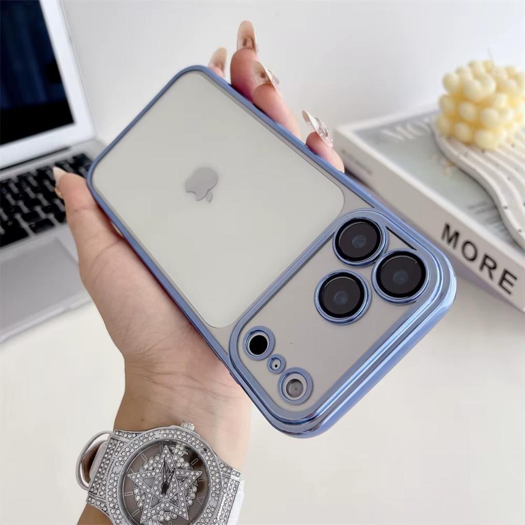 Прозрачный гальванизированный чехол для телефона для iPhone 17 Air 16 15 Plus 14 Pro Max 13 12 Mini Мягкий чехол из ТПУ с защитной пленкой для объектива