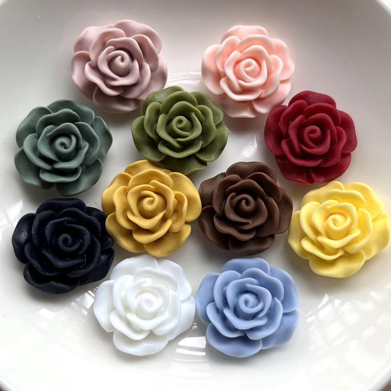 10pcs Beautiful Rose Resin Rhinestone Wedding Decoration Flower Scrapbook Jewelry Making Accessories DIY Resin Flat Back