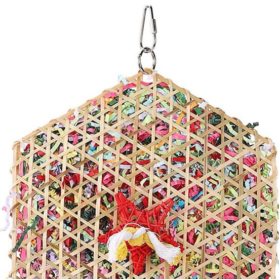 Hexagonal Bird Foraging Shredding Toy Safe Chewable Boredom Relief Pendant Toy for Parakeets Cockatiels Conures