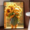 Disney Diamond Art Painting Kit – Winnie the Pooh Sunflowers Sparkling Craft, Home Wall Decor, Handmade Gift