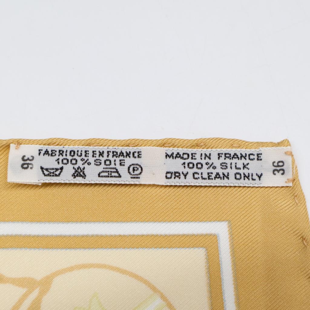 Hermes Wild Carnations and Dianthus Silk Carre90 Scarf YellowUsed