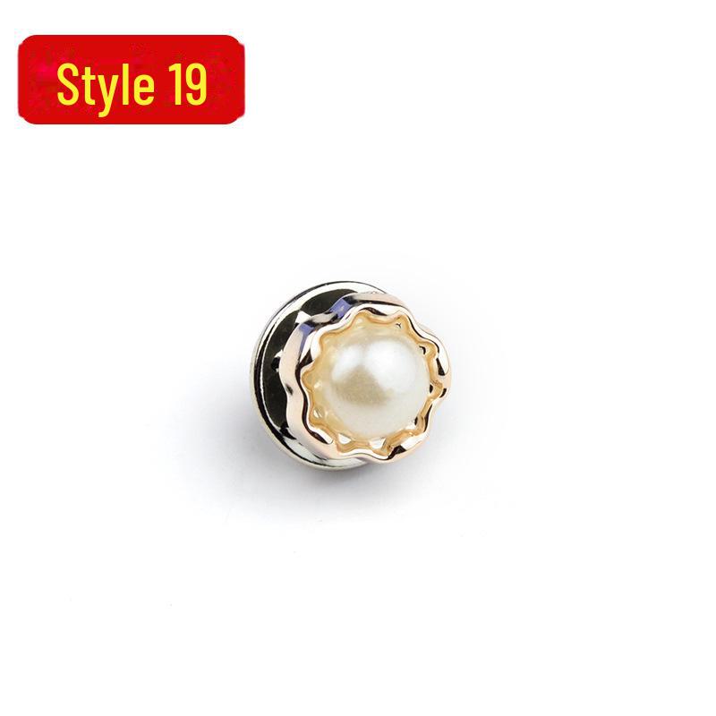 Anti-Exposure, Concealed, Removable and Sew-Free Pearl Shirt Brooch Buttons
