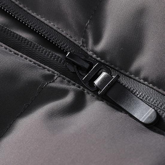 Men Down Jacket Hooded Drawstring Long Sleeve Zipper Closure Jacket Solid Color Two Side Pockets Windproof