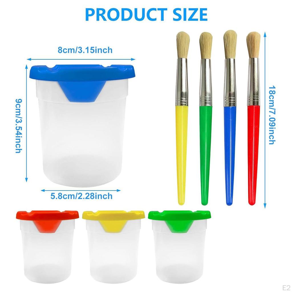 4 Набора стаканчиков для краски с кистями Креативные для детей DIY-проект Художественные принадлежности