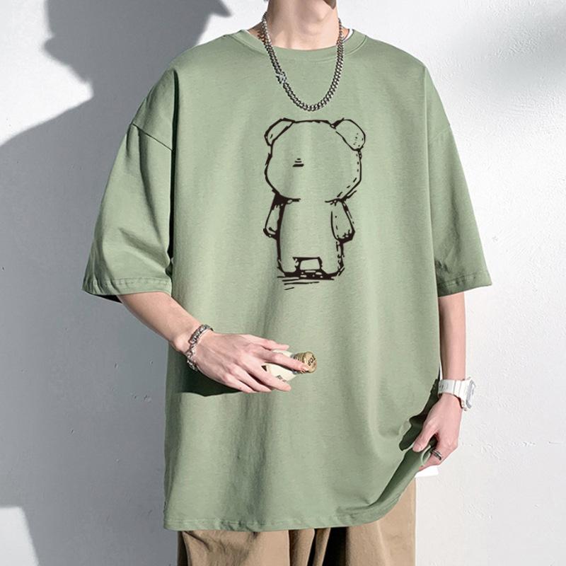 Мужская футболка оверсайз Little Bear 100% хлопок со спущенным плечом уличная футболка