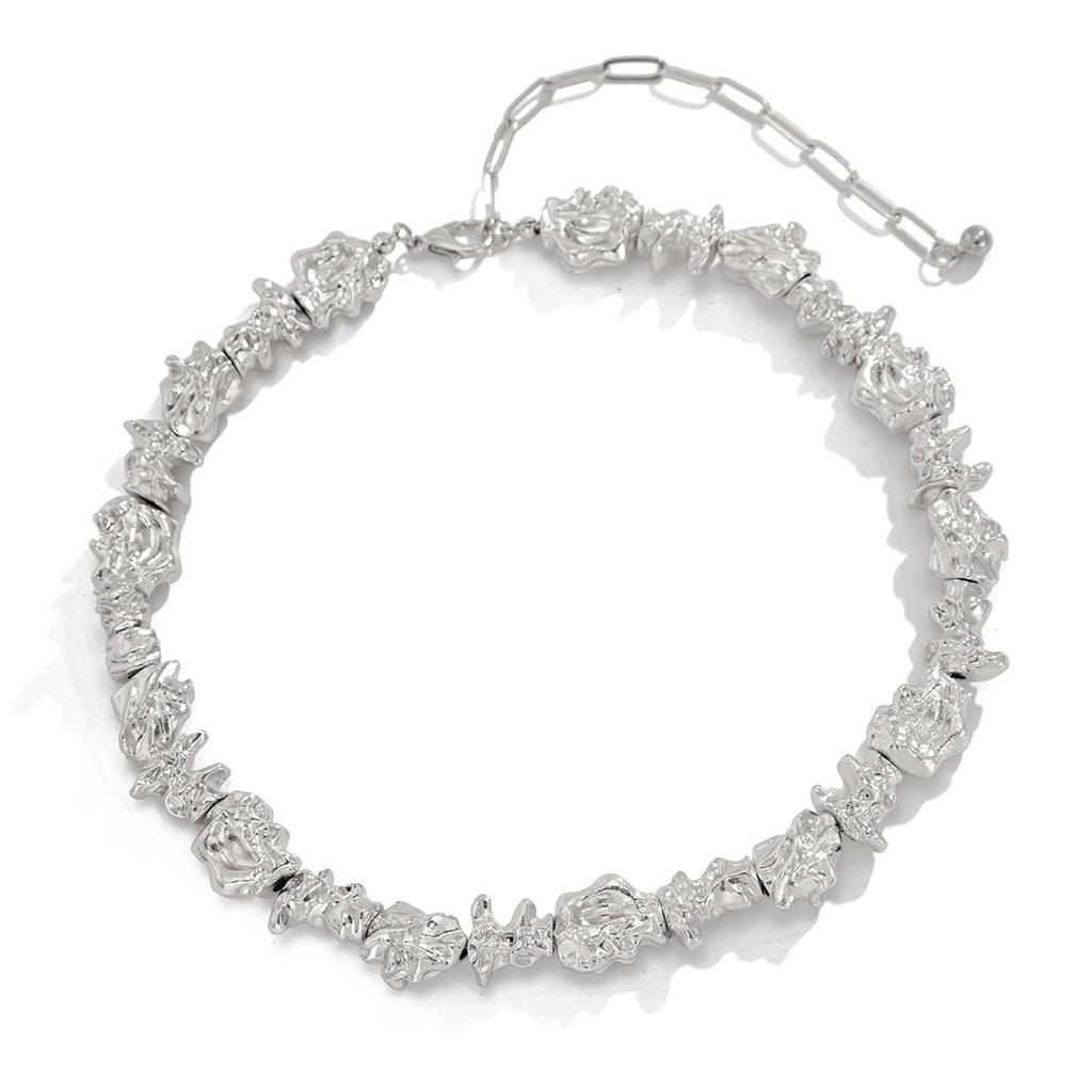 Exaggerated Sense Pleated Metal Wind Choker Simple Lava Irregular Collar Set Personalised Niche Design Trend Necklace Set for Women