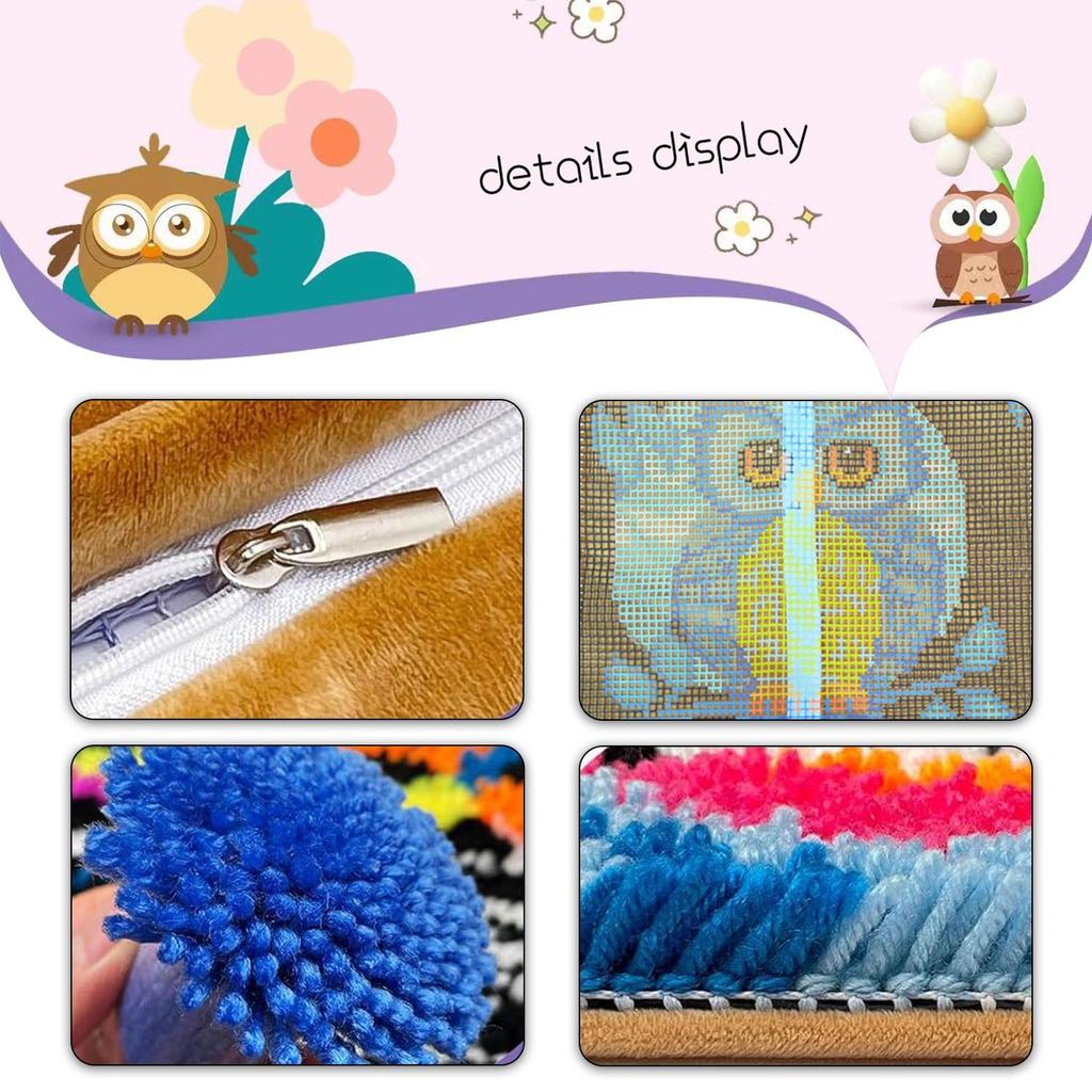 Cute Animal Latch Hook Rug Kits Pillows Smyrna Package Carpet Cat Embroidery Latch Hook Kit Diy Cross Stitch Pillow Knooppakket