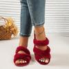 2024 Winter Fashion Open Toe Solid Color Hot Selling Home Comfortable Low Heel Suede High Quality Women's Flat Slippers