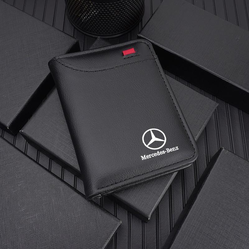 CQL1 Leather Car Men's Wallet motor vehicles Card Ticket Storage Bag For Mercedes Benz A C E S G Class GLC CLE CLA GLB GLS W177