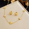 Gold Sun Moon Star Jewelry Set with Crystal Necklace and Earrings for Women