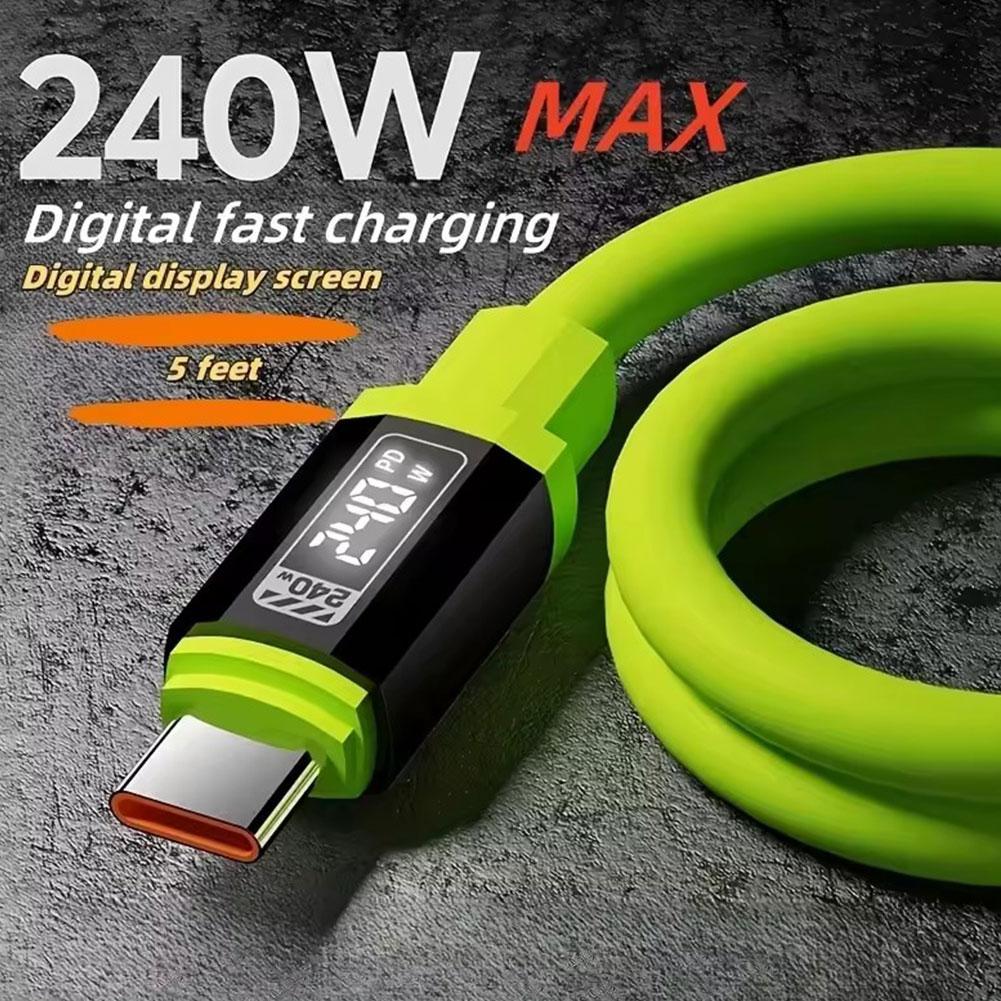 240 В Жидкий силикон USB Type-C Кабель для быстрой зарядки для телефона Samsung Кабель для передачи данных Кабель для быстрой зарядки для iPhone 17 Pro Max