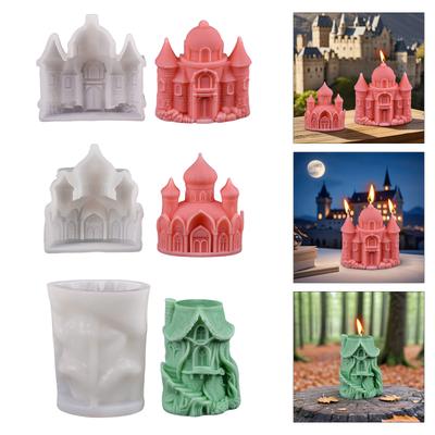 3D Форма для свечи в виде замка, украшение, формы для литья ручной работы, силиконовые формы для старинного замка, формы для гипса, товары для рукоделия