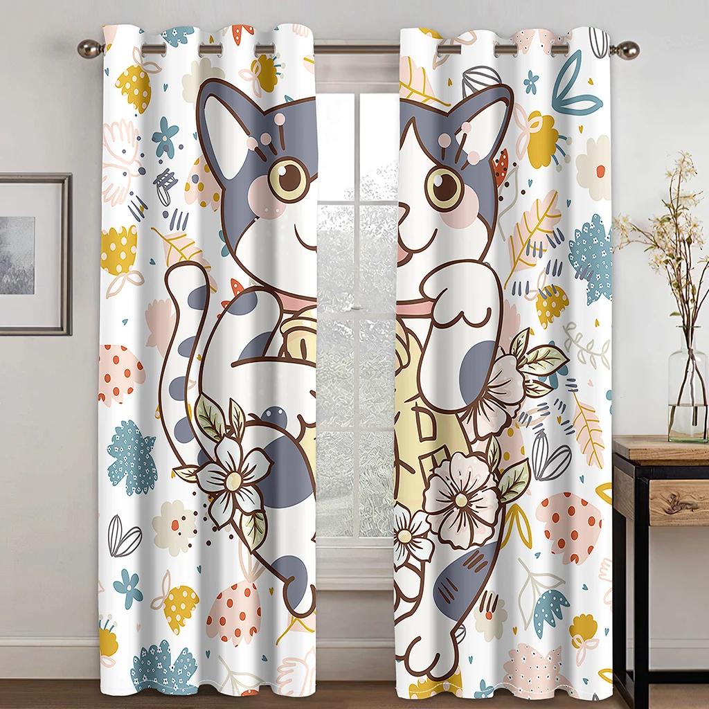 3D Современный милый мультяшный кот ребенок высокая затемняющая оконная штора разные стили мультяшного узора спальня гостиная затемняющая штора