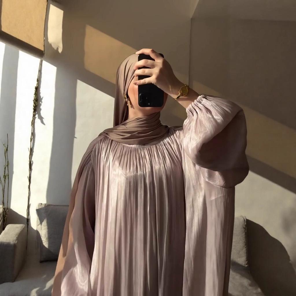 Арабский Женский Год Ближнего Востока Весна Новая Мода Темперамент Мерсеризованное Свободное Платье с Рукавами-Пузырями Длинное