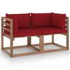 Day and Night - Day and Night 2-seater Pallet Garden Sofa with Red-red Cushions