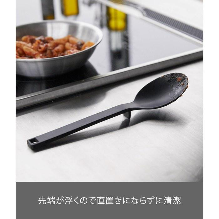 [Yamazaki] Silicone Cooking Spoon Black, Tower, Approx. W7x D3 x H26cm, Dishwasher Safe, Floating Tip, Measuring Marks, 4273, Approx. W7x