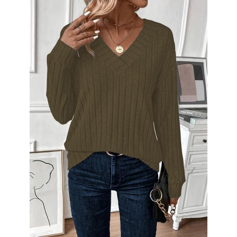 DAFIFY Женские модные повседневные весенне-осенние однотонные блузки и рубашки с v-образным вырезом и длинным рукавом с принтом