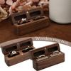 1PC Ring Earring Holder for Wedding Proposal Soft Lining Double Slot Walnut Wooden Romantic Ring Box Gift Display Packaging Case