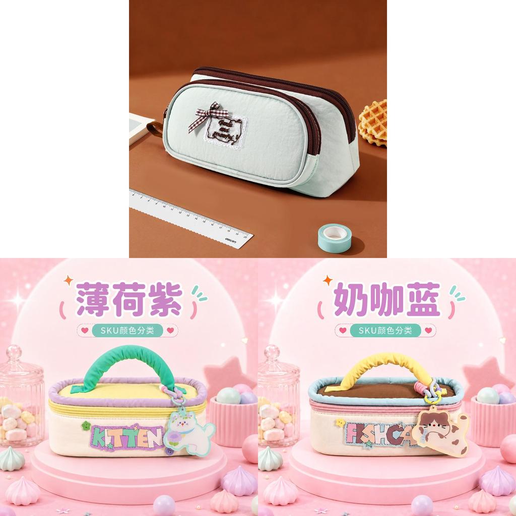 Minimalist Handheld Pencil Case With Soft Polyester Fabric For School And Art Students