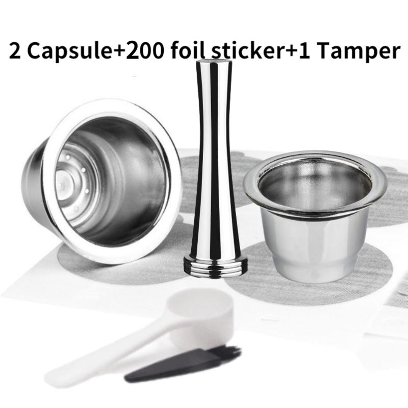 i Cafilas [NESC02] Использование 2 в 1, совместимо с капсульным фильтром Nespresso, многоразовые капсулы для кофе Crema, капсулы, тамперный зажим с крышками Reusbale, фольга